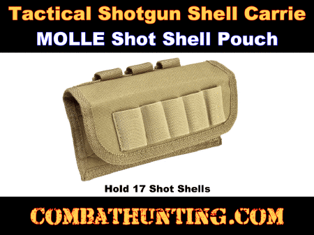 Tan 12/20 Gauge 17 Round Shotgun Shotshell Reload Holder Molle Pouch