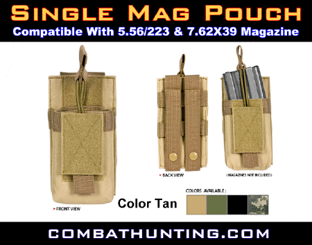 AR Single Mag Pouch M4 AR15 AK Rifle Molle Tan