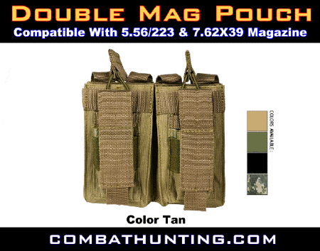 Double Mag Pouch AR15 AK Rifle Molle Tan