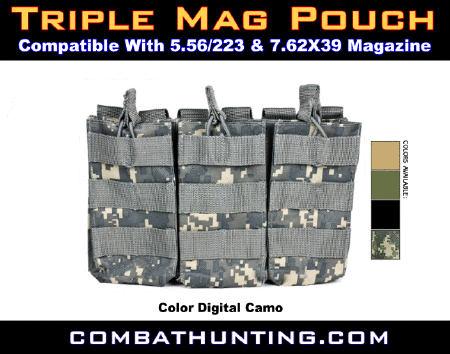 Triple Mag Pouch AR15 AK Rifle Molle Digital Camo