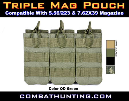 Triple Mag Pouch AR15 AK Rifle Molle Green
