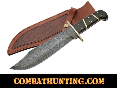 Damascus Steel Bowie Hunting Knife