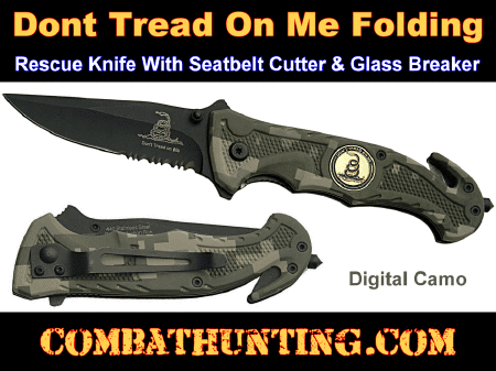 Digital Camo Don't Tread On Me Pocket Knife Rescue