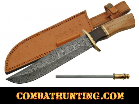 Damascus Steel Bowie Hunting Knife 14.5