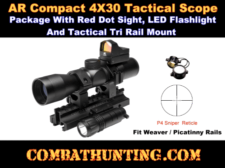 AR15 M4 Flat Top 4x30 Tactical  CQB Scope Combo Package