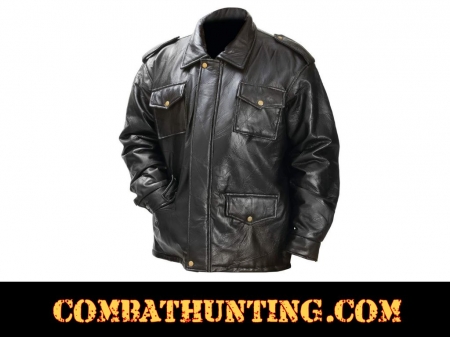 Leather Field Jacket Stone Design