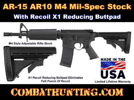 AR-15, AR-10, LR 308 Collapsible Standard M4 Style Stock Mil Spec