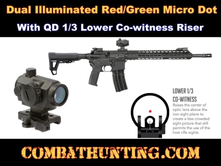 RQDT125-L Micro Dot Sight Illuminated With QD 1/3 Lower Co-witness ...