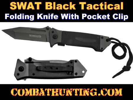 Military Tactical folding Pocket Knife Swat Black