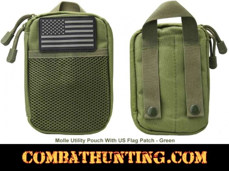 Molle Utility Pouch With US Patch Green