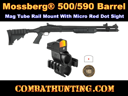Mossberg 500/590 Shotgun Barrel Rail Mount & Micro Red Dot Reflex Sight