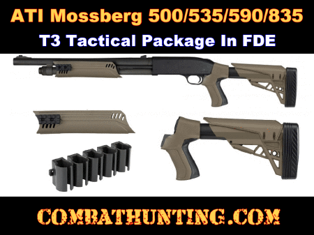 Mossberg 500,535,590,835 T3 Tactical Stock Package In FDE