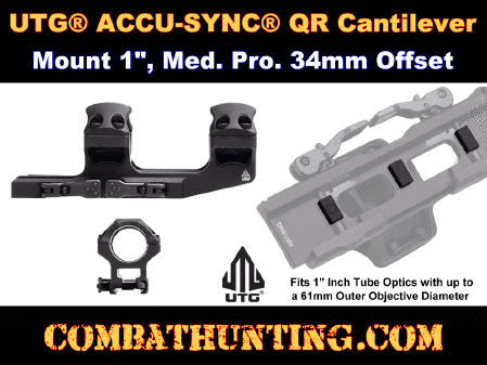 Accu Sync Scope Mount UTG ACCU-SYNC QR Scope Mount - Medium Pro, 34mm Offset (Black) Accu Sync 34mm Scope Mount