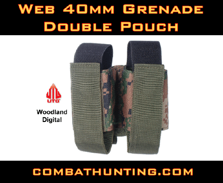 UTG 40mm Grenade Double Web Pouch Woodland Digital
