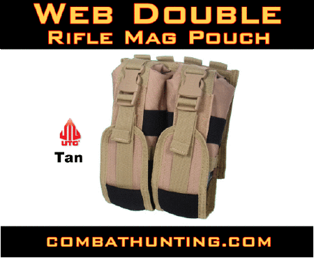 UTG Web Double Rifle Mag Pouch Tan Molle Pals