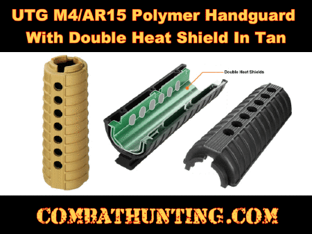 UTG Model 4 AR15 Polymer Handguards Double Heat Shield Tan
