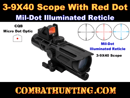 AR-15 Scope Red Dot Combo 3-9X40 Mil-Dot