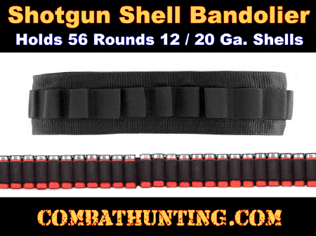 Details about   Tactical 56 Round Shotgun 12 & 20 Gauge Ammo Bandolier Shell Holder Sling Belt 
