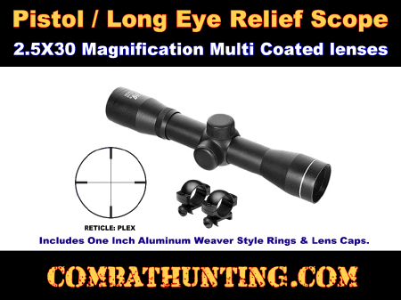 NcSTAR 2.5x30 mm Pistol Scope With Ring Lens Caps