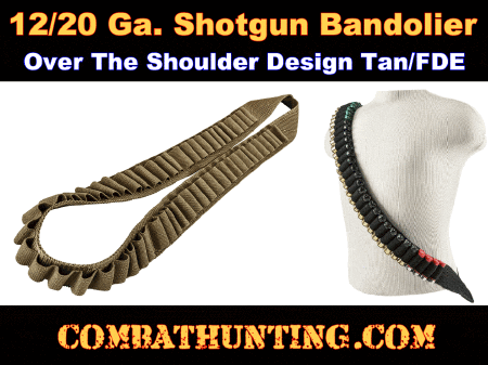 Shotgun Shell Bandolier 56 Rounds 12/20 Gauge FDE/Tan